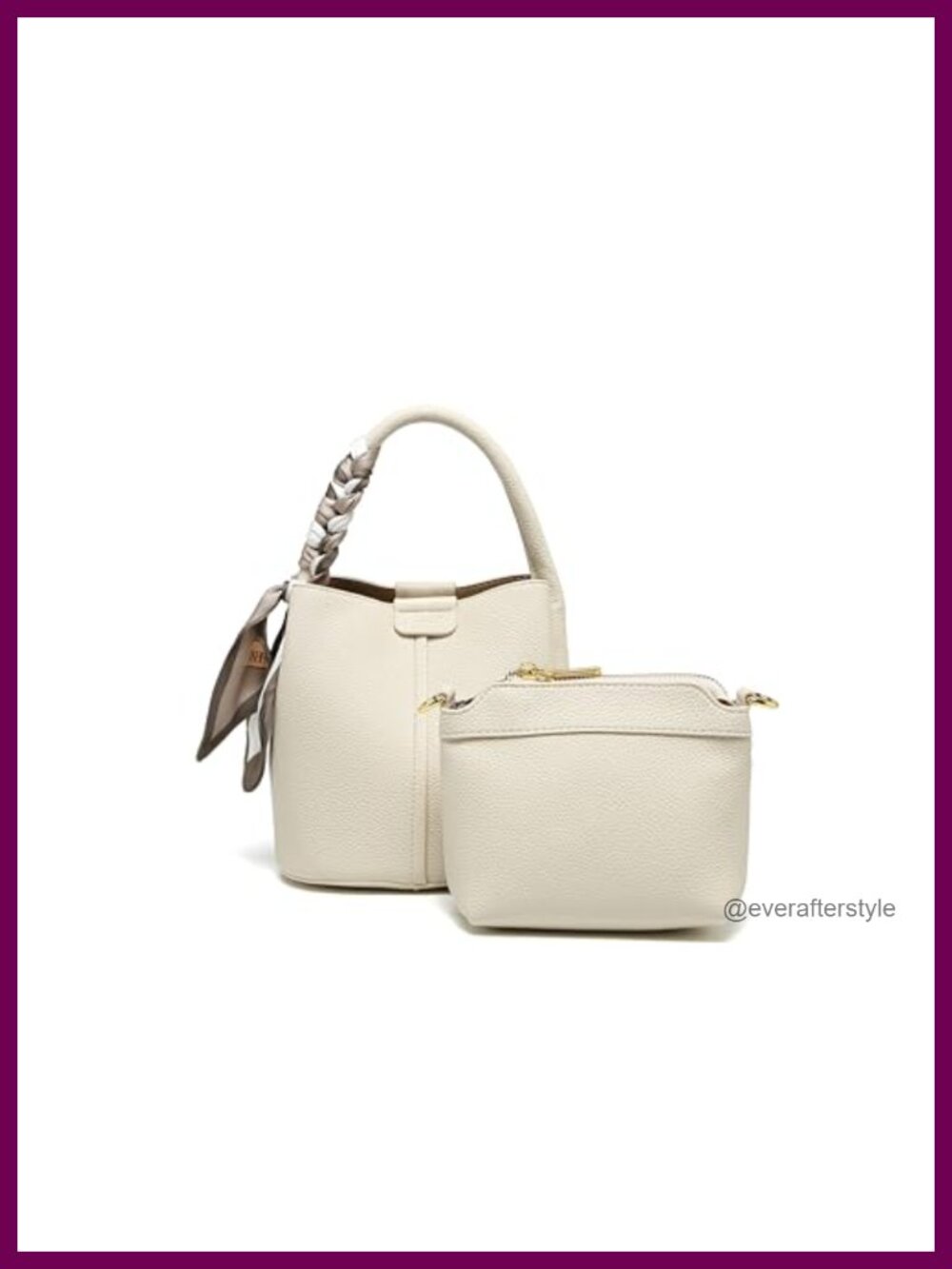 Mini Vegan Leather Bucket Bag Crossbody Set with Pouch & Charm